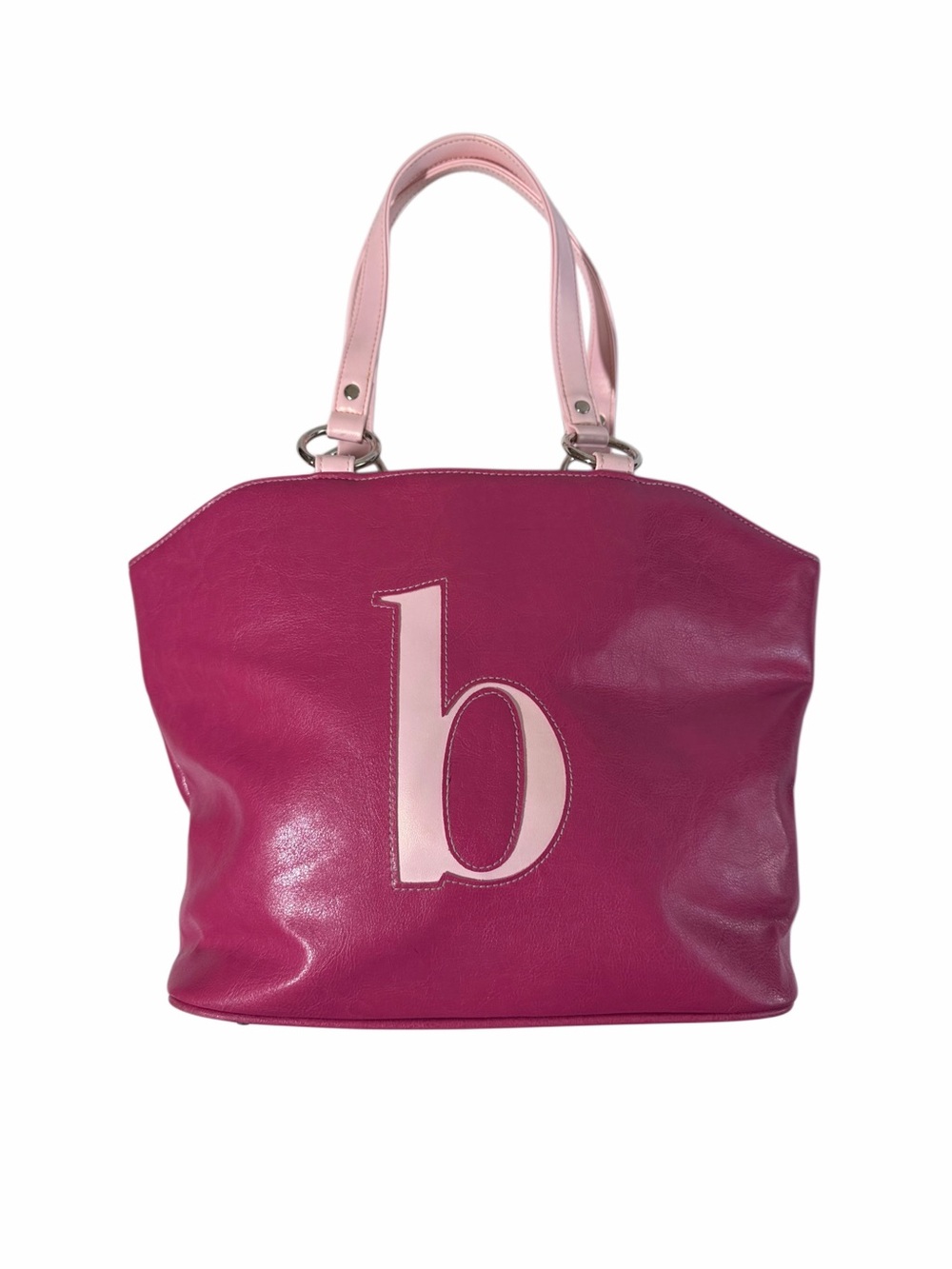 2003-2005 New York & Company Women's Pink Two-Tone “b” Monogram Leather Tote Bag
